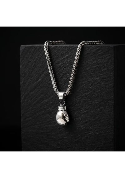 925 Ayar Gümüş Boks Eldiveni Kolye, Minimalist Boxing Glove Erkek Kolyesi, Sporcu Ve Boksörlere Özel Silver Kolye