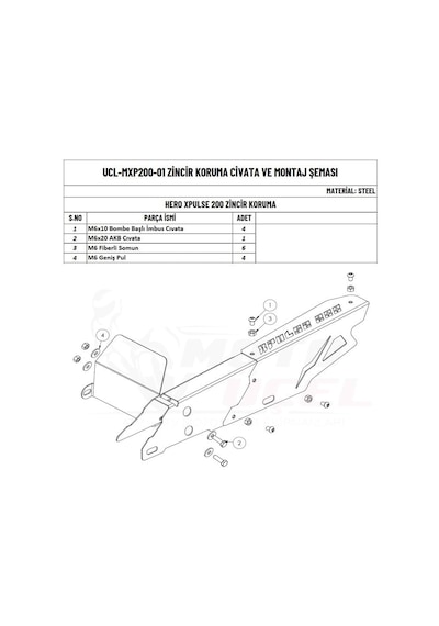 Moto Üçel Hero Xpulse 200 Uyumlu Zincir Koruma