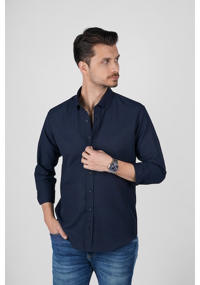 Lacivert Yaka Düğmeli Premium Şamre Slimfit Erkek Gömlek Lacivert Lacivert Yaka Düğmeli Premium Şamre Slimfit Erkek Gömlek Lacivert