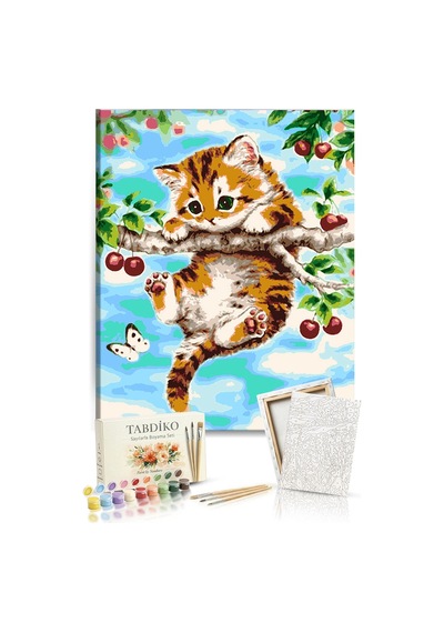 Sayılarla Boyama Seti 40 X 50 Cm Tuval Şasesine Gerili Yaramaz Yavru Kedi