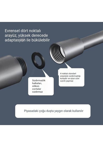 Siyah 150cm Modern Siyah Pvc Duş Hortumu, Esnek Ve Patlamaya Dayanıklı - Paslanmaz Banyo Hortumu-9094693066260 Siyah