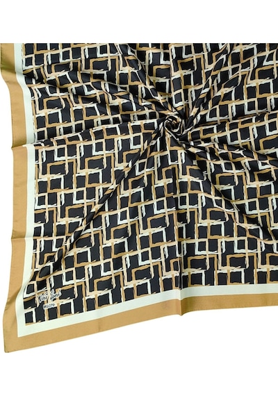 Mim Eşarp Vav İpek Kadın Micro Twill Sport Desenli Eşarp Karamel