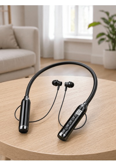 Boyun Bantlı Bluetooth Kulaklık Dijital Ekranlı Mikrofonlu Uczz600saatkulaklık-2