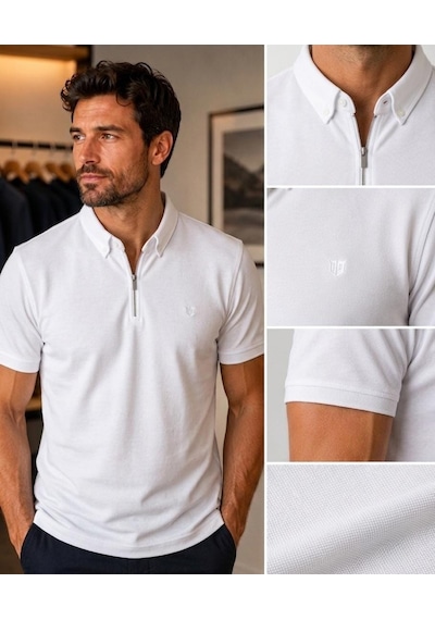Craft Kagi Fermuarlı Polo Yaka Tişört Beyaz