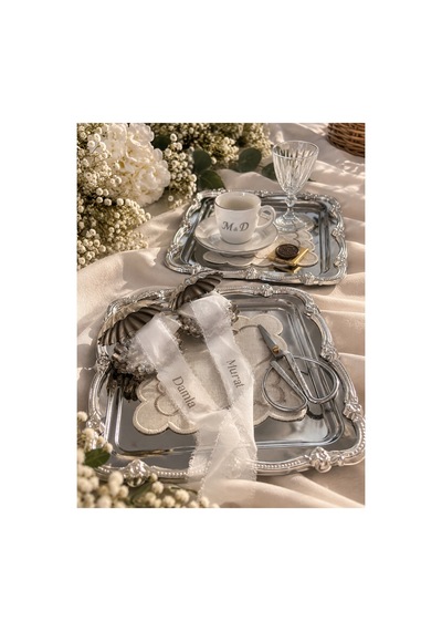 Gümüş Detaylı Söz Nişan Tepsisi Kişiye Özel Tepsi Seti Gelin Damat Tepsisi - 928271289 Diğer