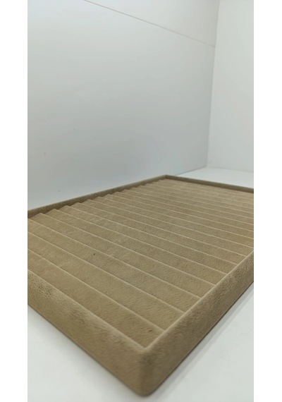 Madrid Model Süet Kumaş Sütlü Kahve Renk 34/24cm Kademeli Çekmece İçi Bileklik Tablası