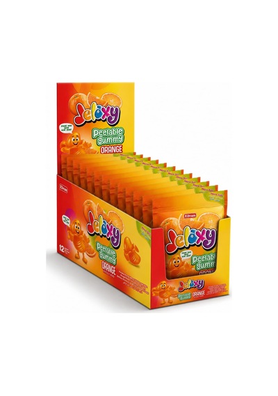 Jelaxy Peelable Portakal Aromalı Soyulabilir Yumuşak Şekerleme 65 Gram 12 Adet 1 Kutu