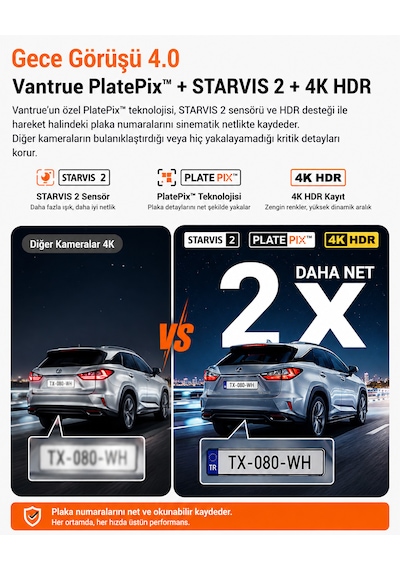 Vantrue Nexus 4 Pro S 3 Kameralı 4k Uhd Wi-fi Gps Araç Kamerası