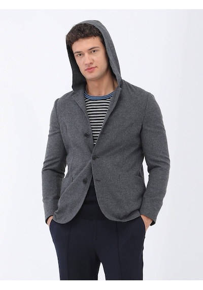 Kip Antrasit Düz Modern Fit Yün Karışımlı Takım Elbise 001
