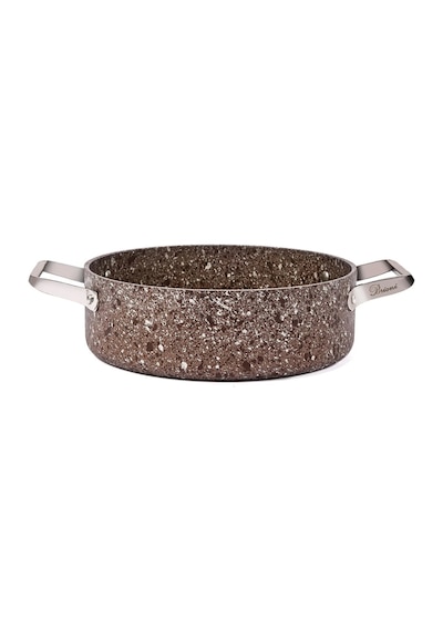 Stone-age Terra 28 Cm Çizilmez Yanmaz Yapışmaz İndüksiyonlu Basık Tencere-7986 Kahverengi