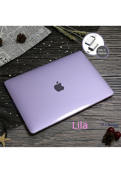 Apple Uyumlu MacBook Pro 13inç Kılıf M1-m2, Kristal Type-c'li Model A2338 A2289 A2251 A1706-08 A1989 A2159 İle Lila