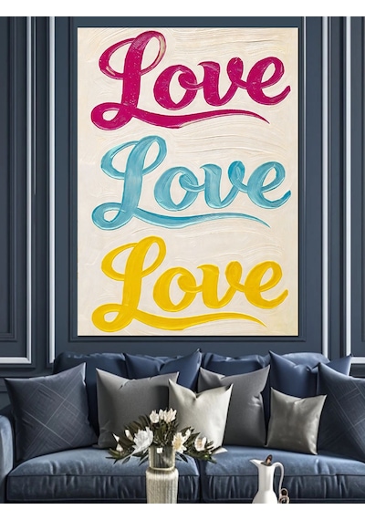 Ahşap Tablo Renkli Love Yazısı Posteri