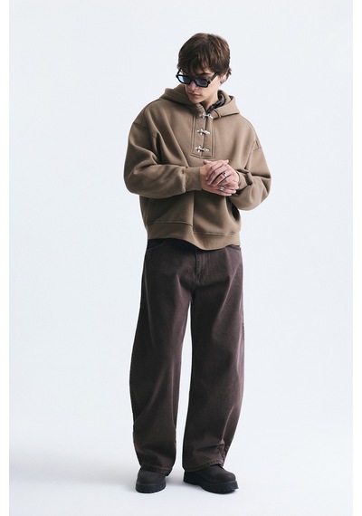 Vamos Boxy Fit Metal Klips Kapama Sweatshirt Vizon