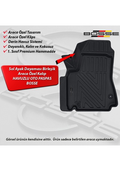 Citroen Berlingo Paspas Araca Özel 2008 2018 Arası BOSSE 3D Havuzlu Oto Paspas Paspas