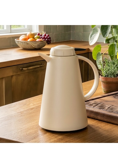Herevin 161714-590 Plastik Termos Çay Termosu Su Termosu Sürahi 1,2 Litre Krem