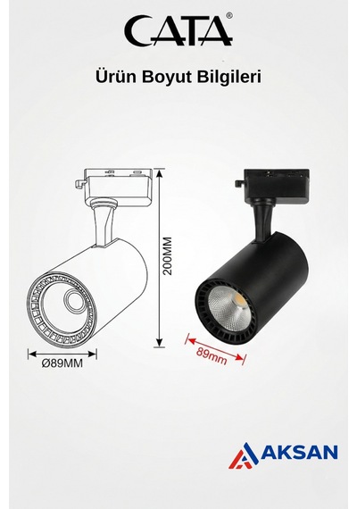 Ct-5334 Babil Cob Led Ray Spot Lamba 30w Günışığı Siyah Monofaze Uyumlu Raysız Diğer