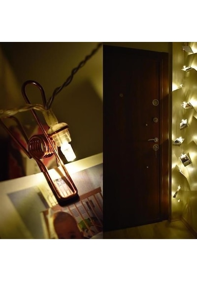 Bakır Renkli Led Işıklı Fotoğraf Asma Işık Süsleme Mandalları Diğer