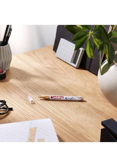 Edding 5300 Akrilik Markör İnce - Altın - 1 Su Geçirmez Akrilik Markör - İnce Yuvarlak Uçlu 1-2 Mm