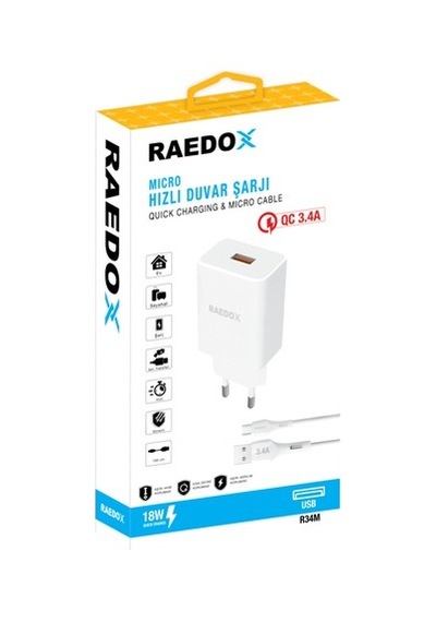 Raedox 18w 3.4a Micro Duvar Şarjı