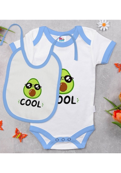 Bk Kids Cool Tasarımlı Mavi Bebek Body Zıbın Ve Mama Önlüğü Hediy Çok Renkli