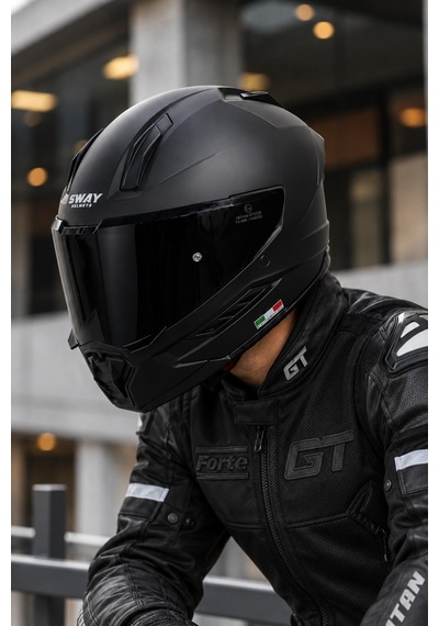 Sway 868 Renkli Vizör & Spoiler Kanat & Güneş Vizör Kask Siyah