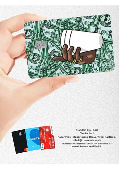 Bardak Ve Dolar Tema Tasarımlı - Papara, Tosla, Otobüs Kart Kaplama Stickeri Kredi Kartı Için Diğer