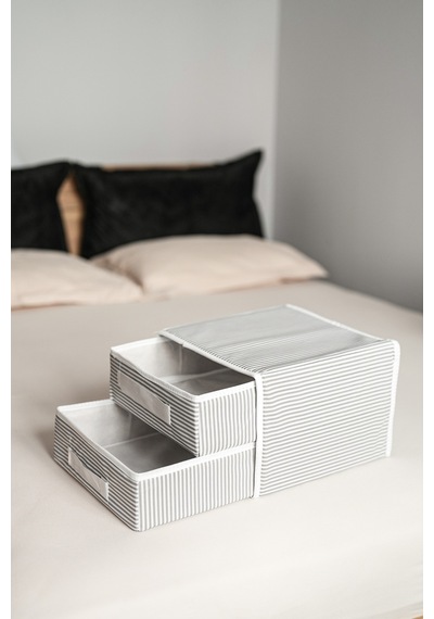 2 Çekmeceli Dolap İçi Düzenleyici Organizer Hurç Kumaş 30 X 30 Gri Tr Diğer