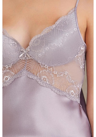 Pierre Cardin 7035 Kadın Dantelli Saten 4'lü Set-royal