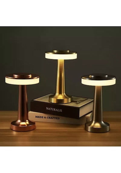 Şarjlı Dokunmatik Gold Masa Lambası Modern Led Abajur Masa Lambas