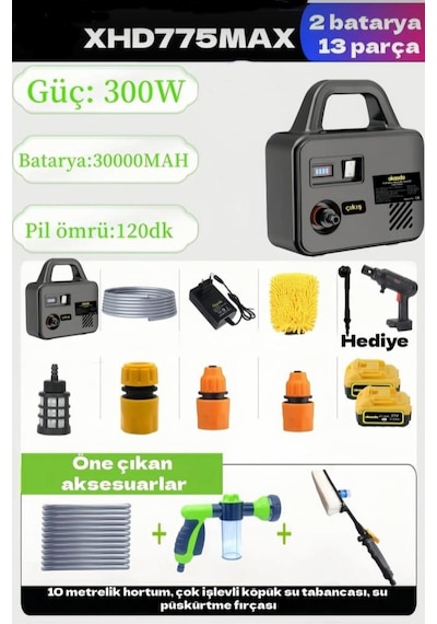 Çanta Tip Çift Akülü Ağaç -bahçe İlaçlama Oto Yıkama Tabancası Şarj Göstergeli 150watt-xhd775max