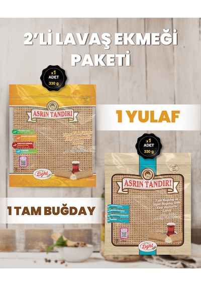 2'li Paket 1 Paket Ekşi Hamurlu Tam Buğday Lavaş Ekmeği - 1 Paket Ekşi Hamurlu Yulaf Lavaş Ekmeği