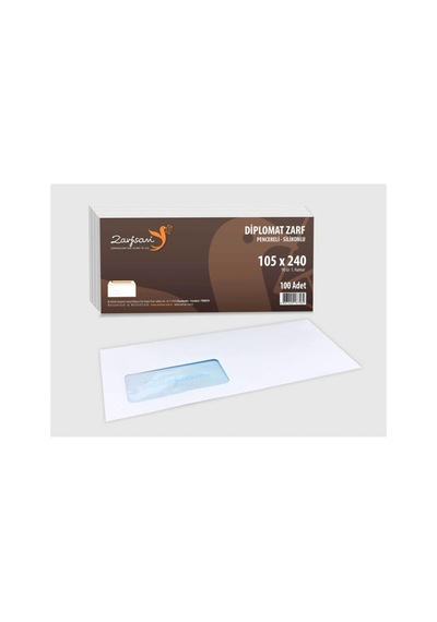 Zarfsan Diplomat Zarf Pencereli 10,5x24 90 Gram 1.hamur 100 Adet