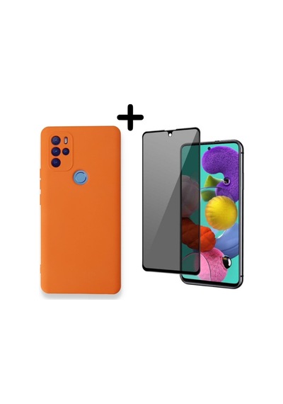 Omix X300 Lansman Içi Kadife Telefon Kılıfı Ve Hayalet Tam Kaplayan Cam Ekran Koruyucu Col179500-turuncu
