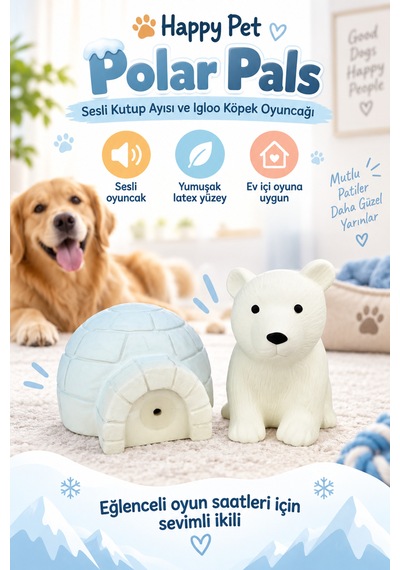 Happy Pet Polar Pals Sesli Kutup Ayısı Köpek Oyuncağı 2 Parça