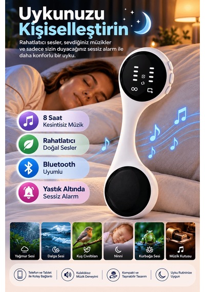 Bluetooth Uyumlu Yastık Altı Uyku Hoparlörü Sessiz Alarm Doğal Se