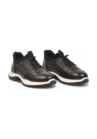 Komcero Kauçuk Tabanlı Siyah-beyaz Hakiki Deri Sneaker Erkek Casual Ayakkabı Hz2844-8225