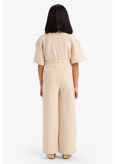 DeFacto Kız Çocuk Beli Lastikli Wide Leg Geniş Bol Paça Bürümcük Pantolon E1103A825SPBG286 Bej