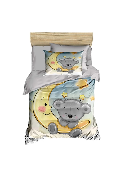 Yenidoğan Kız / Erkek Unisex Bebek Nevresim Takımı %100 Pamuklu Aydaki Ayıcık Çok Renkli