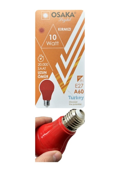 2 Adet Osaka 10w Kırmızı Işık E27 Duylu Kalın Duy Led Ampul