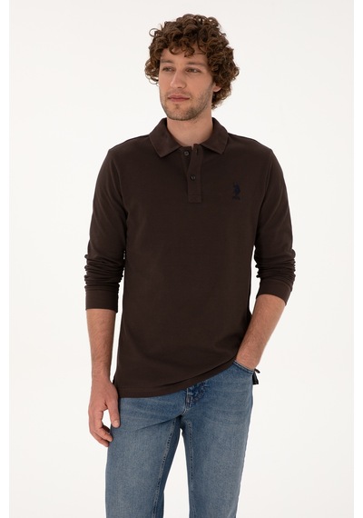 U.S. Polo Assn. Erkek Regular Fit Polo Yaka Koyu Kahverengi Basic Sweatshirt 50307757-VR084 U.S. Polo Assn. Erkek Regular Fit Polo Yaka Koyu Kahverengi Basic Sweatshirt 50307757-VR084