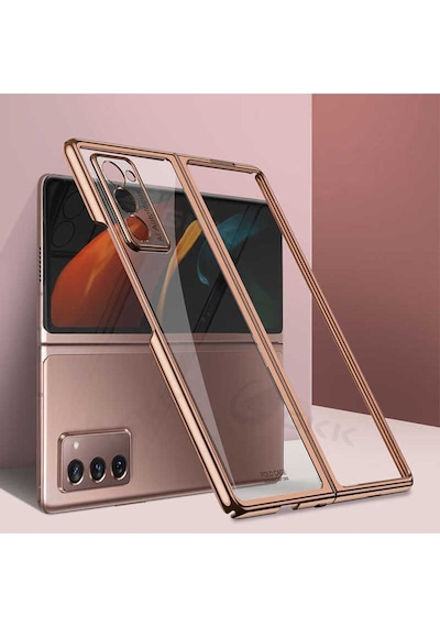 Samsung Uyumlu Galaxy Z Fold 2 Kılıf Zore Kıpta Kapak Rose Gold