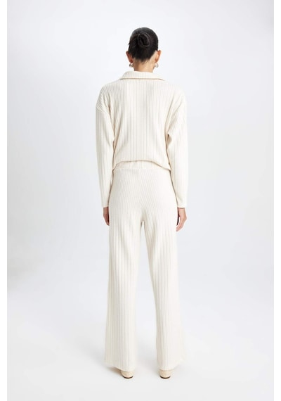 Defacto Wide Leg Eşofman Altı Normal Bel Fitilli Kaşkorse Kumaş Basıc B2405AX24AU Bej