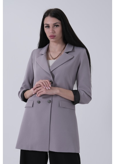 Feminist Gri Astarlı Düğme Kapamalı Blazer Ceket 0105123.06 Gri