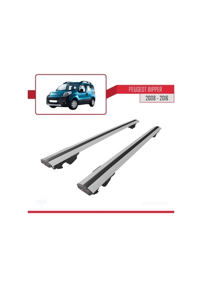 Peugeot Bipper 2008-2016 Arası İle Uyumlu Hook Model Anahtar Kilitli Ara Atkı Tavan Barı Gri