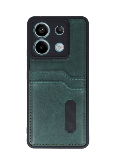 Uryport Xiaomi Redmi Note 13 Pro 4g Kılıf Sara Kartvizitli Deri Kılıf - Koyu Yeşil