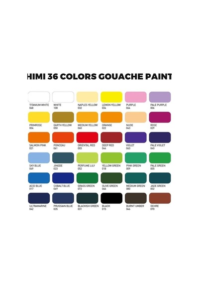 Hımı Twin Cup Gouache Set 36 Renk X 12 Gr Guaj Boya + 3 Fırça Ice Blue Case Karışık Renk