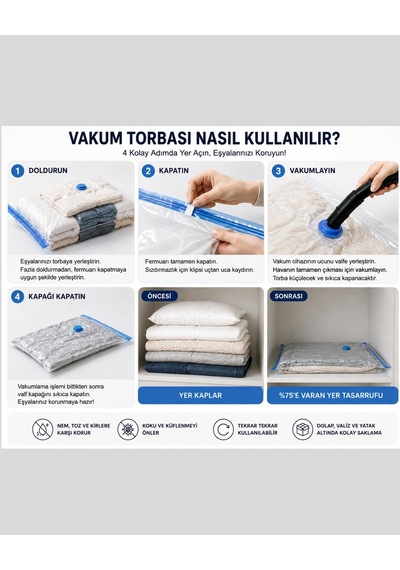 Lexroo Samelia Vakumlu Hurç Poşeti 1, 60x80 Şeffaf
