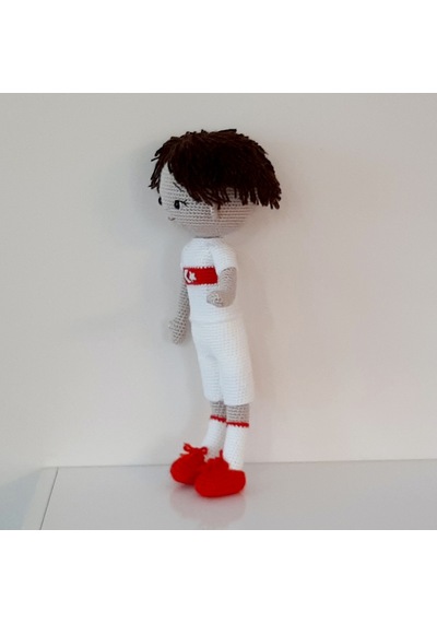 Amigurumi Örgü Oyuncak Milli Futbolcu Bebek Beyaz