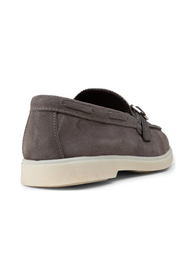 Deery Erkek Hakiki Süet Gri Tokalı Loafer - 02031mgrıc01
