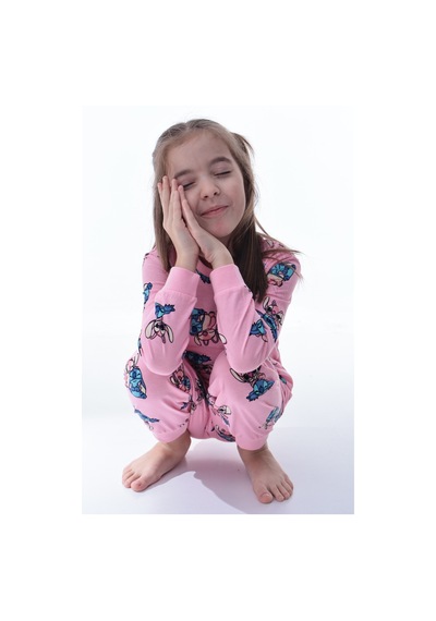 Çizgi Film Karakterli Kız Çocuk Pijama Takımı %100 Pamuk Rahat Ve Yumuşak Kumaş Pembe